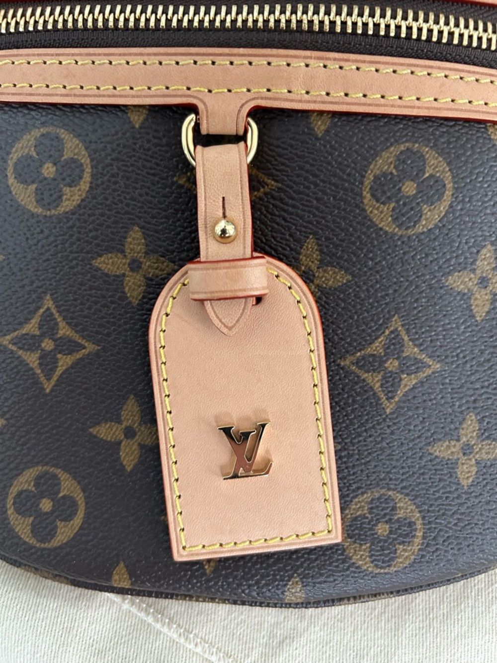 LOUIS VUITTON | High Rise Monogram Crossbody Bumbag with Ivory Branded Strap - Picture 3 of 17
